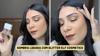 SOMBRA LÍQUIDA COM GLITTER ELF COSMETICS TUTORIAL  Por jessicatthings [upl. by Rudie]