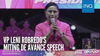 VP Leni Robredos miting de avance speech [upl. by Ahtibbat]