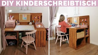 Schreibtisch aus Holzkisten für Kinder selber bauen DIY  Holzkisten Möbel Anleitung [upl. by Tipton418]