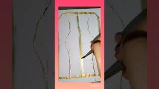 🌈 Thread painting 🎨diy painting thread threadwork handmade craft paper paintingforbeginners [upl. by Shaddock]