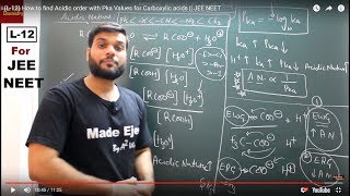 L12 How to find Acidic order with Pka Values for Carboxylic acids  JEE NEET [upl. by Sehcaep]