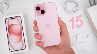 Apple iPhone 15 Unboxing HandsOn amp First Impressions Pink [upl. by Warrin]