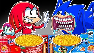 Convenience Store RED BLUE Food mukbang with SHIN SONIC amp KNUCKLES  SHIN SONIC TAPES  ASMR Mukbang [upl. by Pritchett497]