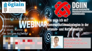 Webinar DGIIN amp ÖGIAIN Kommunikation in der Intensiv und Notfallmedizin [upl. by Dercy293]