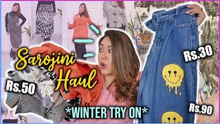 CHEAPEST Sarojini Nagar TRYON Haul WINTER Rs30 branded sweaters coats amp jeans  ThatQuirkyMiss [upl. by Asirrak]