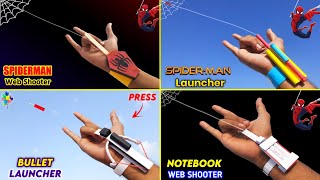 4 Amazing Spiderman web shooter  how to make spider man web shooter  notebook paper launcher [upl. by Dodds577]