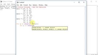 Python Program to add Two Matrices [upl. by Halihs42]