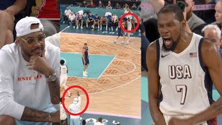 Carmelo calls out play courtside before Kevin Durant hits dagger vs Serbia 😱 [upl. by Ambrose]