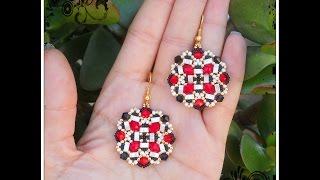 Tutorial MAIOLICA modulo Orecchini Ciondolo con Half Tila bicono rocailles DIY [upl. by Ellicott904]