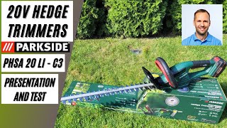 Parkside PHSA 20Li C3 Hedge Trimmer  Test and Presentation [upl. by Prebo615]