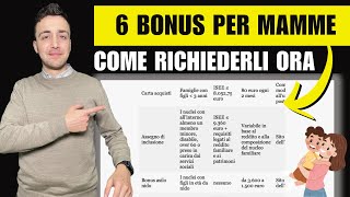 6 BONUS per MAMME nel 2024 lavoratrici disoccupate e casalinghe [upl. by Anicul]