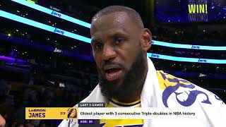 LeBron James reacts to 3rd Straight TRIPLEDOUBLE amp Win vs Grizzlies Postgame Interview [upl. by Merissa764]