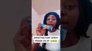 Fart spray prank on bf HILARIOUS 🤣 shorts ju [upl. by Madancy]