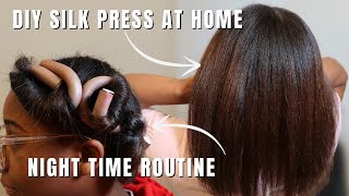 how to do a silk press at home  flexi rod night time routine to preserve your curls salon results [upl. by Kunin]