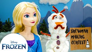 Elsas Snowman Making Contest  Frozen Friends Club [upl. by Shrier]