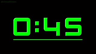 45 Seconds Countdown Timer  Green Embossed with Alarm Time Markers and Progress Bar [upl. by Bajaj365]