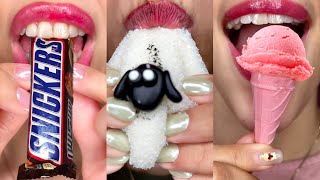 Weird food asmr combination‼️ soft mochi😍 snickers 🍫 ice cream 🍦 satisfying emoji challenge [upl. by Pentheam]