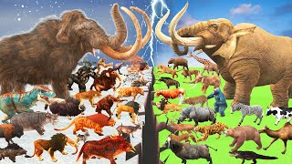 Prehistoric Animals Epic Battle Ice Age Animals vs Real Life Mammals Animal Revolt Battle Simulator [upl. by Refeinnej]