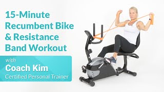 15Minute Recumbent Bike Workout with Resistance Bands [upl. by Nywnorb]