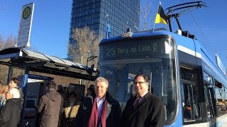 Tram 25 Neubaustrecke quotTram Steinhausenquot Eröffnung München am 10122016 [upl. by Freeman]