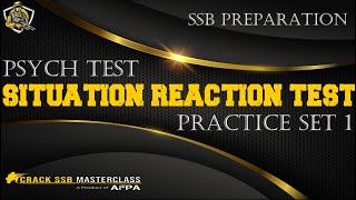 SRT Practice Set 1  Situation Reaction Test  SSB Psych Test  CrackSSBMasterclass PsychTestMastery [upl. by Mitzie]