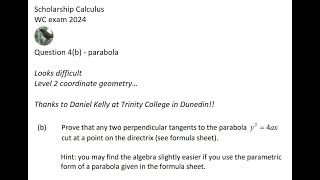 WC Scholarship Calc 2024 exam Q4b [upl. by Haleehs788]