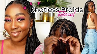 HOW TO DO KNOTLESS BOX BRAIDS ON YOURSELF  Detailed amp Beginner Friendly  My First Time ❤️ [upl. by Sholom]