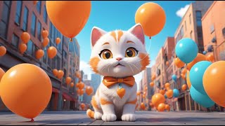 Cute Little Cat Orange and the Colorful Balloon Festival 2 cat catlover cute ai anime city 3d [upl. by Clintock]