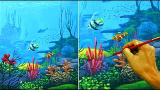 Acrylic Seascape Painting Tutorial  Underwater Corals and Fishes by JM Lisondra [upl. by Liza]