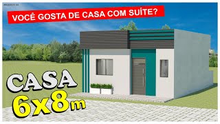 Projeto de Casa Pequena 6x8 metros â€“ Casa com 2 quartosCasa com suÃ­tecasa popular [upl. by Lael49]