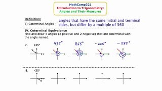 MathCamp321 Trigonometry  Coterminal Angles [upl. by Nomis]