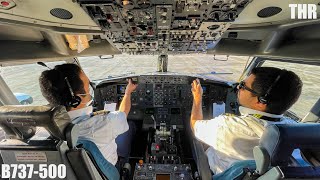 Varesh Airlines Boeing 737500 Cockpit view departure from Tehran Mehrabad Airport [upl. by Levitan]