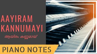 Aayiram kannumai Evergreen Malayalam song piano notes [upl. by Toms]