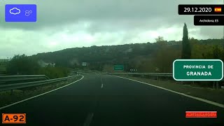 Driving through Andalucía Spain from Sevilla to Granada 29122020 Timelapse x4 [upl. by Slerahc811]