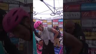 Tadej Pogacar gives Giulio Pellizzari his glasses and pink jersey after the stage 💖🤝 cycling giro [upl. by Ainad]