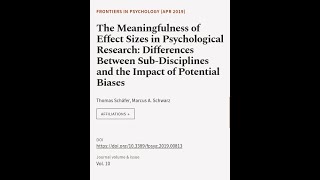 The Meaningfulness of Effect Sizes in Psychological Research Differences Between Sub  RTCLTV [upl. by Maybelle]