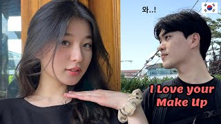 GRWM for a Date  Korean Boyfriend speaking Danish  Make Up Tutorial amp Couple café Vlog in Seoul [upl. by Yrod]