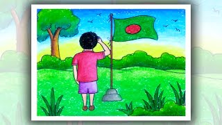 How to draw Victory day of Bangladesh Easy Scenery Drawing [upl. by Divan684]