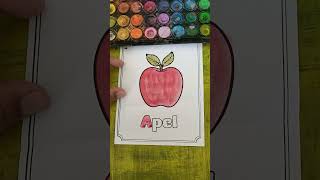 mewarnai gambar buah apel funny fullcolor multycolour satisfying [upl. by Ogirdor]