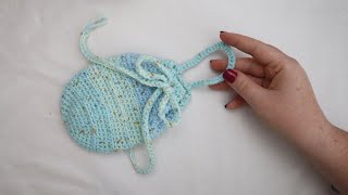 Crochet A Small Drawstring Pouch  Beginner Friendly Tutorial [upl. by Bywaters]