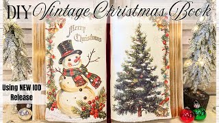 DIY Vintage Christmas Book using NEW IOD Holiday Release 2024  Transfers amp Stamps  Retro Decor [upl. by Dnyletak]