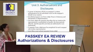 PassKey Live Class Part 3 EA Review Authorizations and Disclosures 2017 Video 2 of 5 [upl. by Volding443]