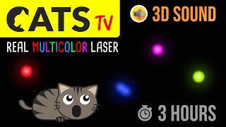 CATS TV  Real MULTICOLOR Laser  3 HOURS 60 FPS Game for cats to watch [upl. by Refinnej]