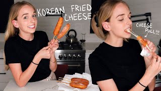 making KOREAN FRIED CHEESE CORN DOGS from a tiktok recipe [upl. by Anny]