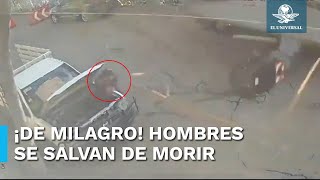 Hombres se salvan de morir aplastados por caída de dovela de concreto en obras de Tren Interurbano [upl. by Ydnac926]