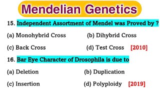 Mendelian Genetics  Genetics mcq  Genetics mcqs  Part 1 [upl. by Eisdnyl]