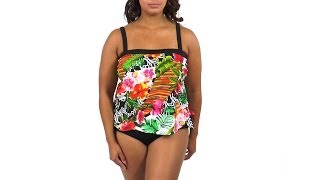 Maxine Plus Size Balinese Dream Bandeau Faux Tankini One Piece  SwimOutletcom [upl. by Ilatan546]