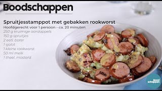 Spruitjesstamppot met gebakken rookworst  Boodschappen TV [upl. by Tania]