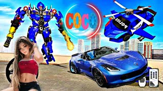 Flying Police Robot transformers limo car Android Game play [upl. by Tacy842]