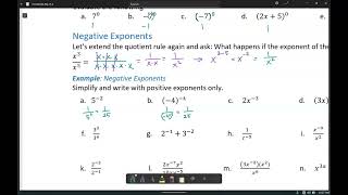 Alg II  51 Part 2  Zero Exponents and Negative Exponents [upl. by Yerag]